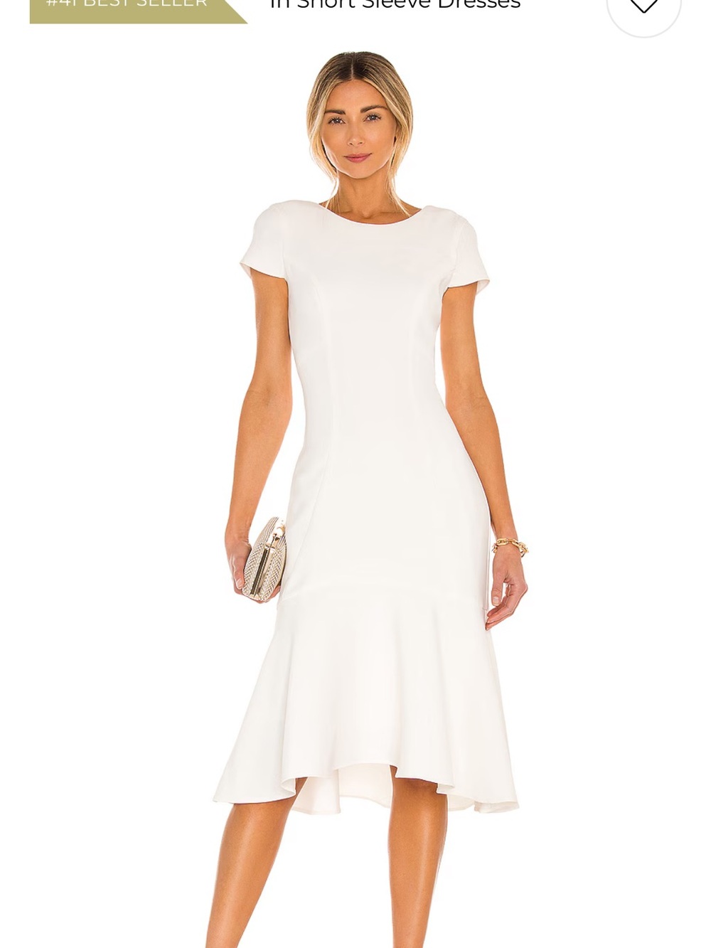 Amanda Uprichard Ivory Short-Sleeve Flared Midi Dress